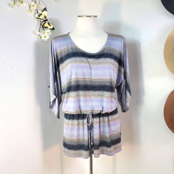 Veronica M Dresses & Skirts - VERONICA M. GRAY MINI DRESS CREWNECK WAIST ADJUSTABLE STRAPS SHORT SLEEVE SMALL